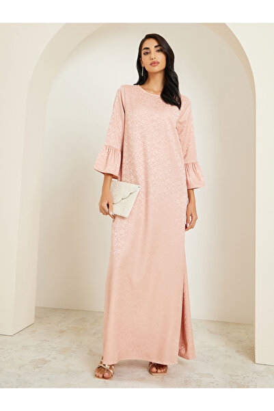 Styli Women Jacquard Jalabiya with Flared Sleeves