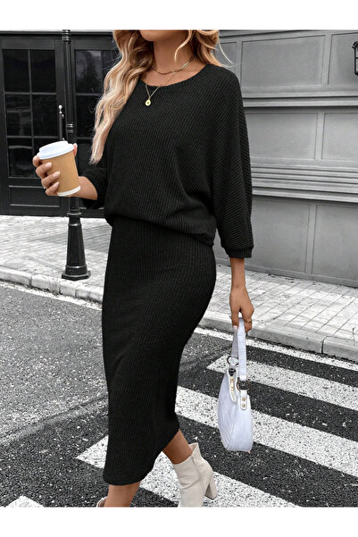 Take Two By Styli طقم نسائي مكون من بلوزة مضلعة وتنورة ضيقة