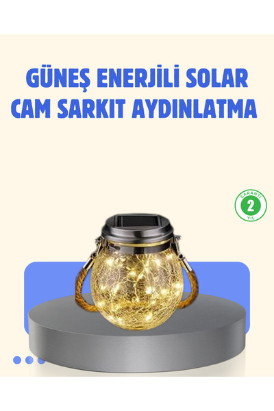renklime Güneş Enerjili Cam Sarkıt Bahçe Balkon Teras Aydınlatma 30 LED