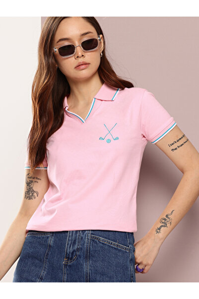 Dillinger By Styli Women Regular Fit Badge Embroidery Polo T-Shirt