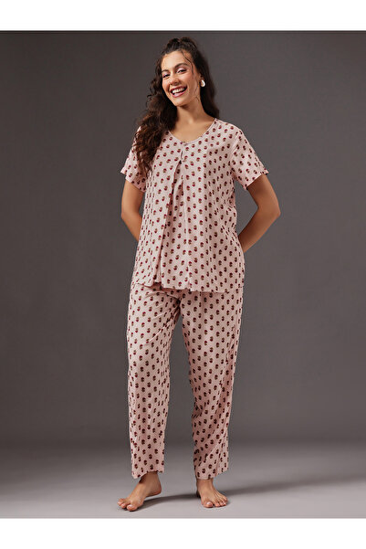 Clovia By Styli طقم بيجاما وبلوزة رضاعة بنقشة زهور