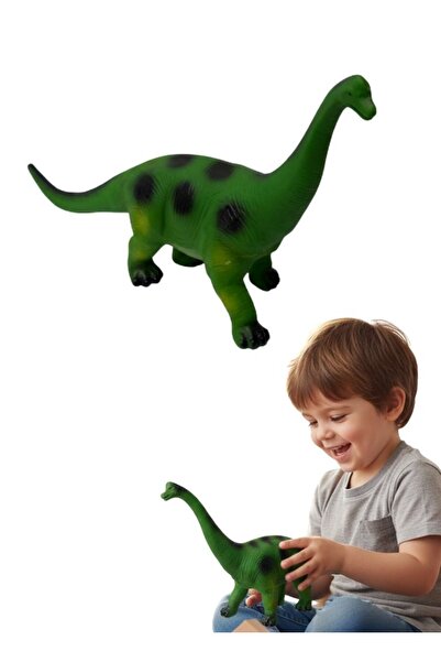 Premium لعبة ديناصور براكيوصور أخضر برقبة طويلة، مجسم حيوان تعليمي كبير للأطفال