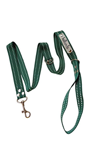 balkonda Dog Walking Leash Collar 2.5 cm Width Striped Column Cord Green
