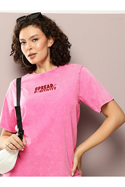 Dillinger By Styli تيشيرت نسائي قصة فضفاضة مطبوع برقبة دائرية