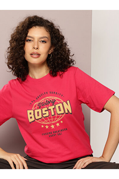 Dillinger By Styli تيشيرت نسائي قصة فضفاضة برقبة دائرية