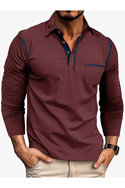 Take Two By Styli Men Long Sleeve Polo with Pocket Detail