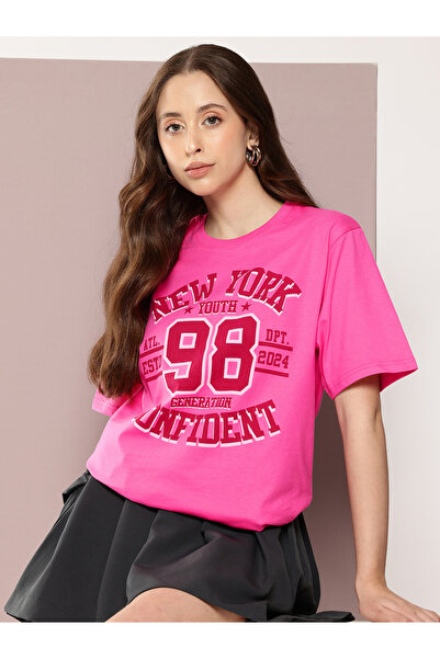 Dillinger By Styli تيشيرت نسائي قصة فضفاضة برقبة دائرية