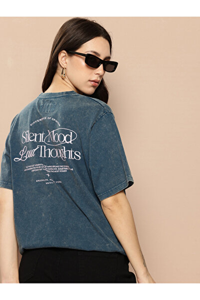 Difference of Opinion By Styli Women Oversized Washed Printed T-Shirt