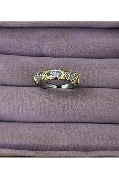 Store خاتم من الفولاذ المقاوم للصدأ - خاتم بتصميم X لامع يتغير لونه من الفضي ...