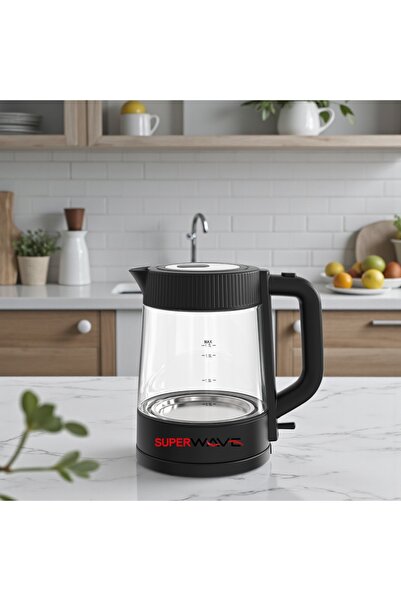 Super Wave Ben Shihon 1.7L Glass Electric Kettle, 220W, 2-Year Warranty