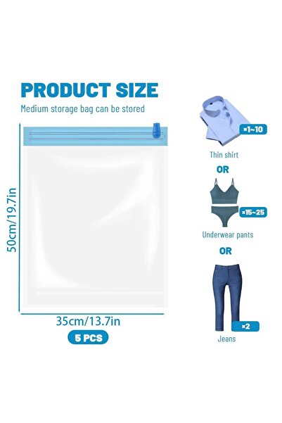 Choice عبوة من 5 أكياس تخزين قابلة للطي موفرة للمساحة للسفر، مناسبة للأمتعة و...