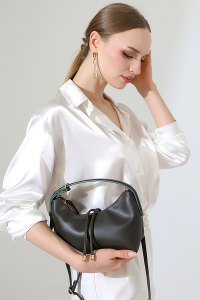 BALANZ Khaki Women's Mini Size Long Crossbody Hand and Shoulder Bag [20X16 cm]