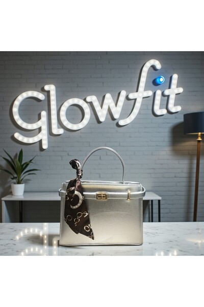 Glowfit Shine Your Shape Rugan Deri Kadın Çanta Altın Kilit Detaylı Fular Aks...