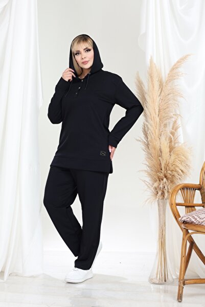 xlargebutik Plus Size Clothing Winter Full Stretch Suit Hooded Comfortable an...