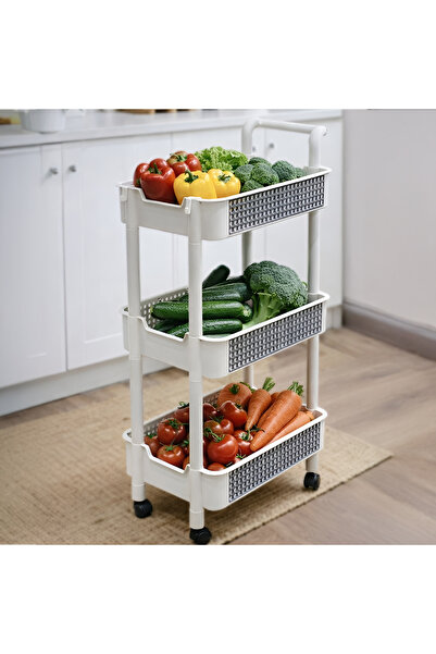 Cady One 3-tier storage cart with a top handle for organizing fruits and vege...