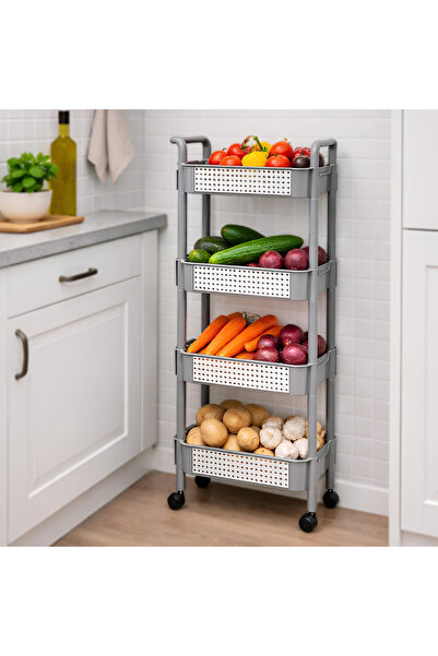 Cady One 4-tier storage cart with a top handle for organizing fruits and vege...