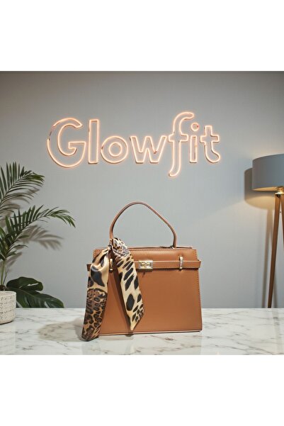 Glowfit Shine Your Shape Rugan Deri Kadın Çanta Altın Kilit Detaylı Fular Aks...