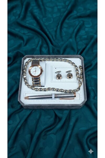 Boutique Elegant four-piece set: watch, pen, prayer beads, cufflinks