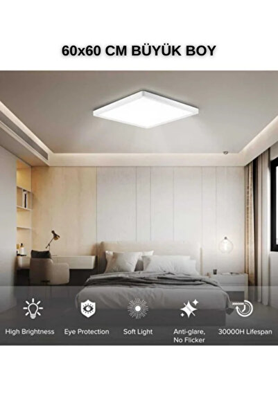 luxshome 60x60 Cm Büyük Boy 50w Yüksek Işık - Kare Led Panel Avize Salon / Ot...