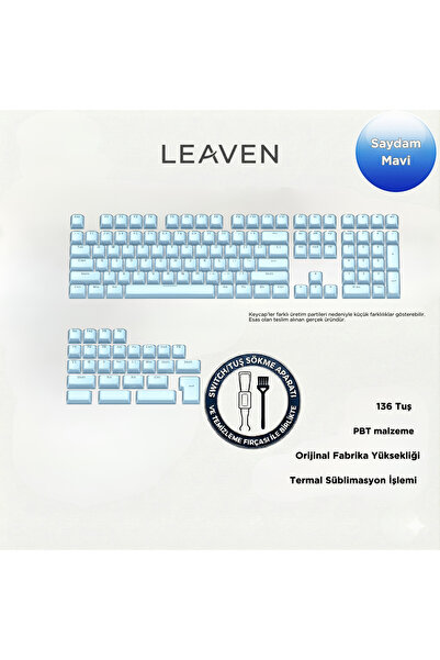 Leaven MEKANİK KLAVYE KEYCAP -136 TUŞLU KRİSTAL YARI SAYDAM MAVİ TUŞ TAKIMI