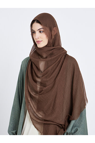 Styli Brown Crinkle Textured Hijab