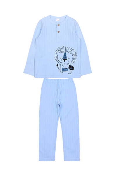 MODJEANS Children's pajamas, MODJEANS, cotton, lion print, light blue, set 2-...