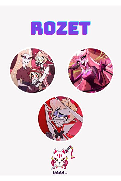 Hara Company Hazbin Hotel Animesi Lucifer ve Lillith Anime Rozet Seti 3’lü