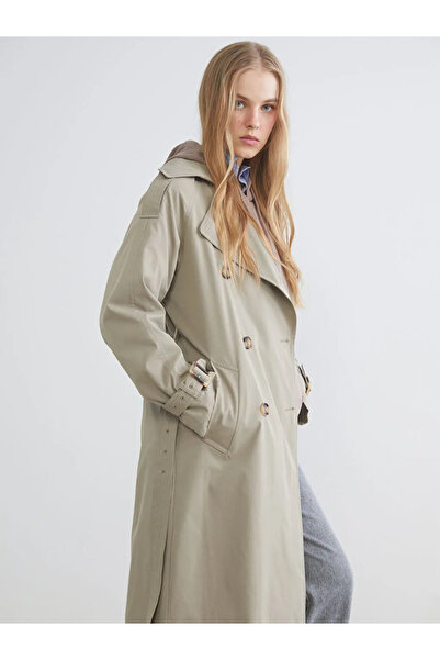 LC Waikiki XSIDE Haki Kruvaze Yaka Kadın Trençkot