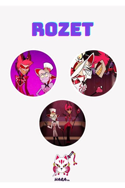 Hara Company Hazbin Hotel Animesi Lucifer ve Alastor Anime Rozet Seti 3’lü