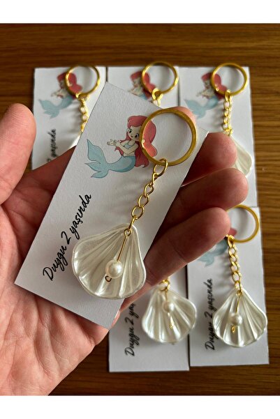 Poros Store Mermaid İstiridye anahtarlık 10 Adet Hediyelik - Deniz kızı -Bilg...