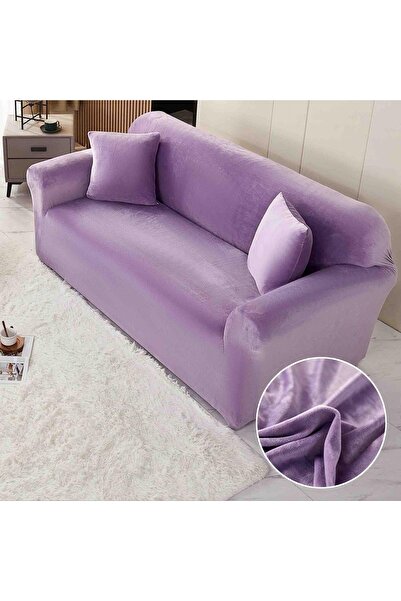 OEM Elastic velvet cover, 2-seater sofa, with arms. Lilac
