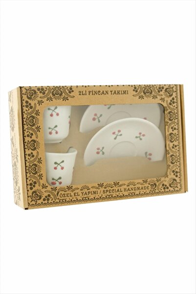 OSENSE مجموعة أكواب سيراميك مزدوجة بنمط الكرز