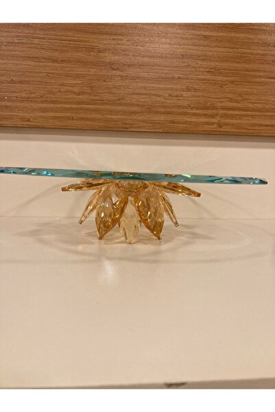 PLUS HOME Tableware Presentation Service Round Crystal Lotus Flower Honey Col...