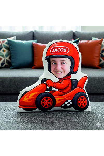 pandart Kırmızı Motor Seven Oğlum Fotoğraflı Yastık