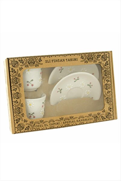 OSENSE طقم فناجين سيراميك مزدوجة بنقش الكرز من باباتيا