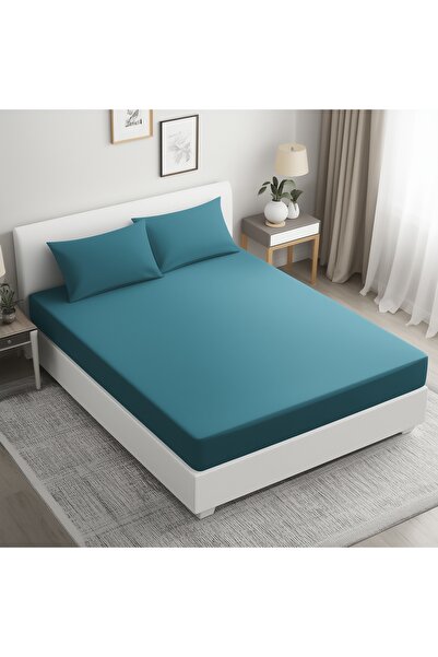 Atmosphera Atmosphera fitted sheet, 160 x 200 cm, 100% cotton, Duck Blue color