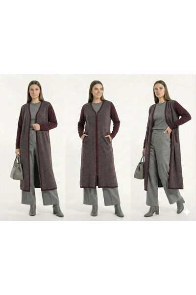 onno style women Long Straw Pattern Jacket with Zipper