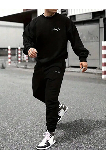 mercoledi Unisex Minimal Printed Crew Neck Top Jogger Bottom Tracksuit Set