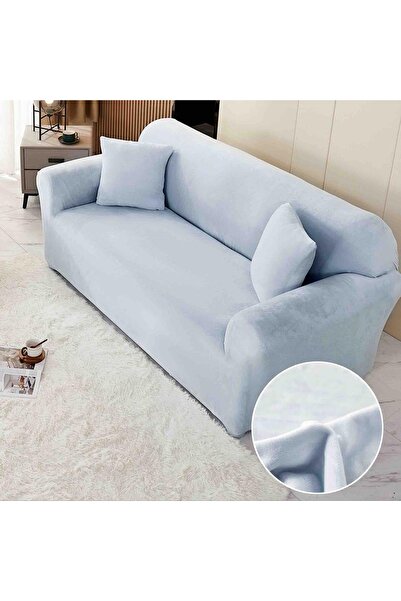 OEM Elastic velvet cover, 2-seater sofa, with arms. Light Blue