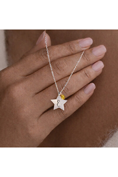 Soleildor 925 ayar Orijinal Gümüş Kişiye Özel Yıldız Harf Gümüş Kolye