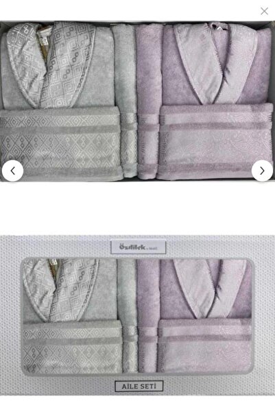 Özdilek Dory Aile Seti Bornoz Takımı - Lila - Gri