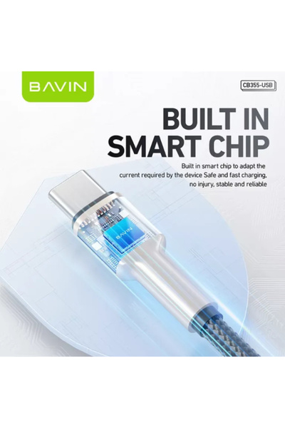 Bavin كابل بيانات USB إلى Type-C مضفر بطول 1 متر بقدرة 18 واط - CB355U-C