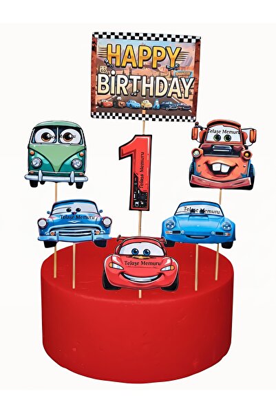 telaşe memuru Cars Cake Topper - Cars Birthday Decoration - 1 Year Old Cars B...
