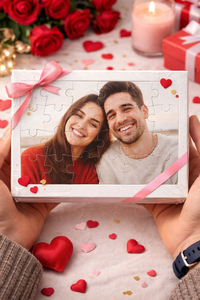cekud tasarım baskı Kişiye Özel Fotoğraflı Sevgililer Günü Puzzle | A5 Çerçev...