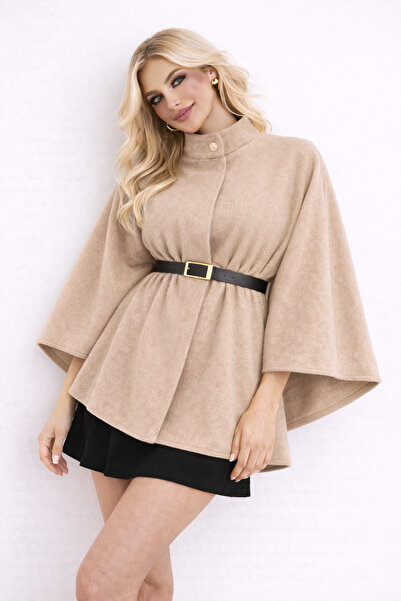 EKZMODA Elegant Women's Belted Winter Cashmere Poncho Models