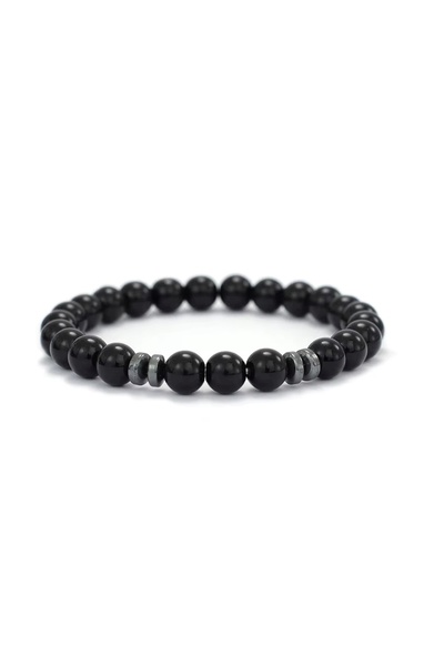 Kusakli Shiny Onyx Design Men's Natural Stone Bracelet