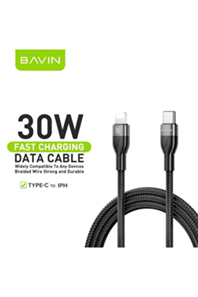 Bavin كابل بيانات مضفر من النوع C إلى Lightning بطول 1 متر بقدرة 30 واط - CB3...