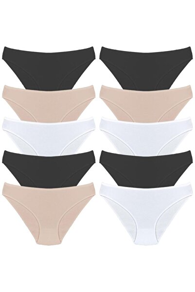 Roft & Pink Women's 10-Pack White Heart Bikini Panties 100% Cotton Panties Ma...