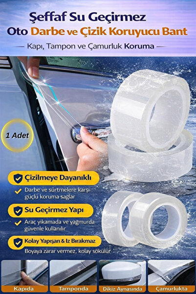 Hane Dostu Şeffaf Su Geçirmez Oto Darbe ve Çizik Koruyucu Bant – Kapı, Tampon...