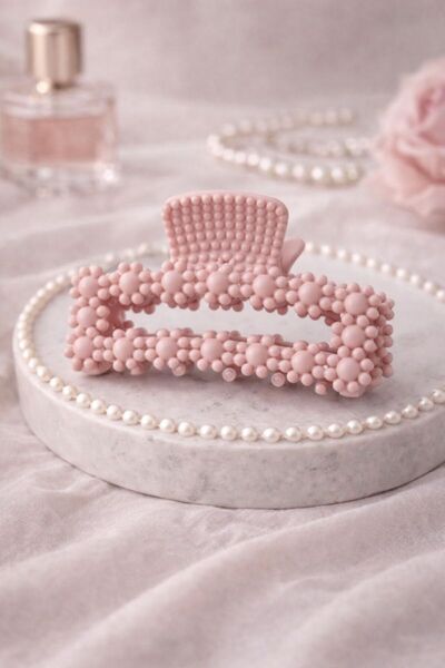 Nati Co Zarif Boncuk İşlemeli Mandal Toka (6 cm)